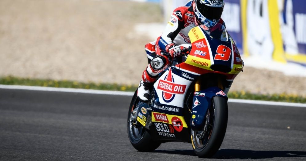 Jorge Navarro in sella alla moto del team Gresini Moto2