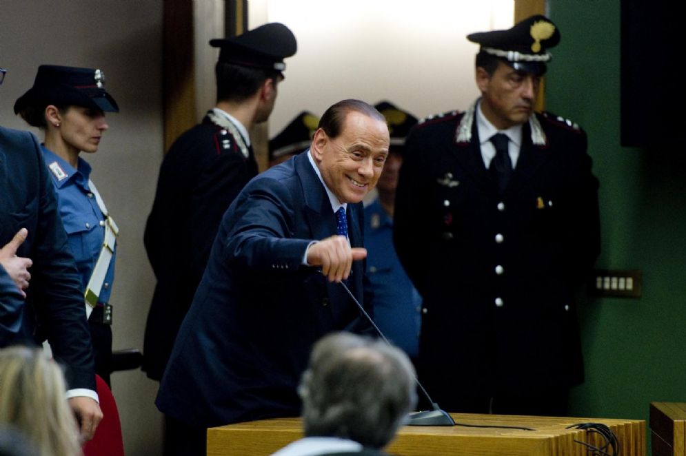 Silvio Berlusconi nel tribunale di Napoli