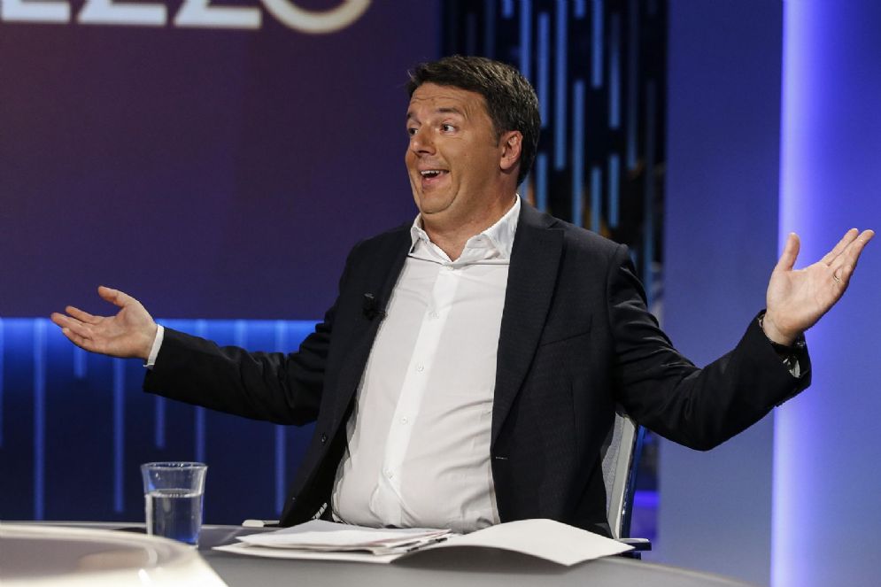 Matteo Renzi ospite della trasmissione televisiva di La7 ''Otto e mezzo'