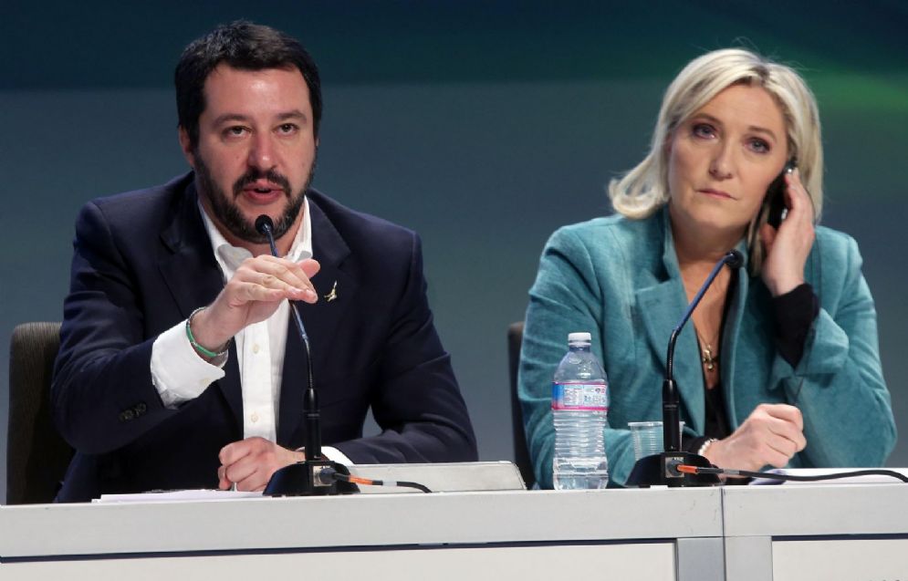 Matteo Salvini con Marine Le Pen