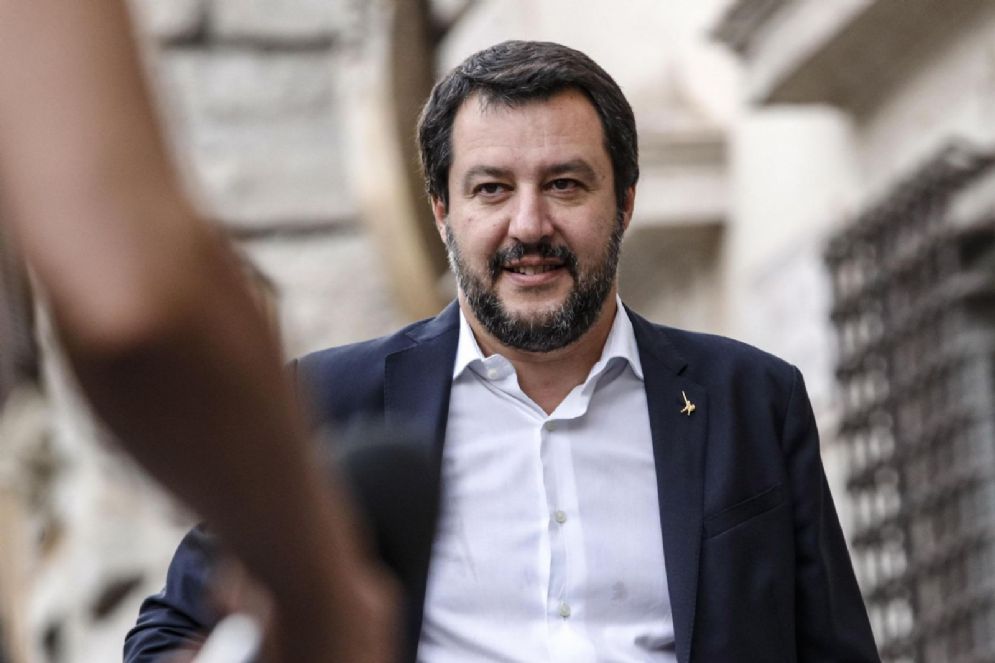 Il ministro dell'Interno Matteo Salvini arriva a Palazzo Chigi per il Consiglio dei ministri