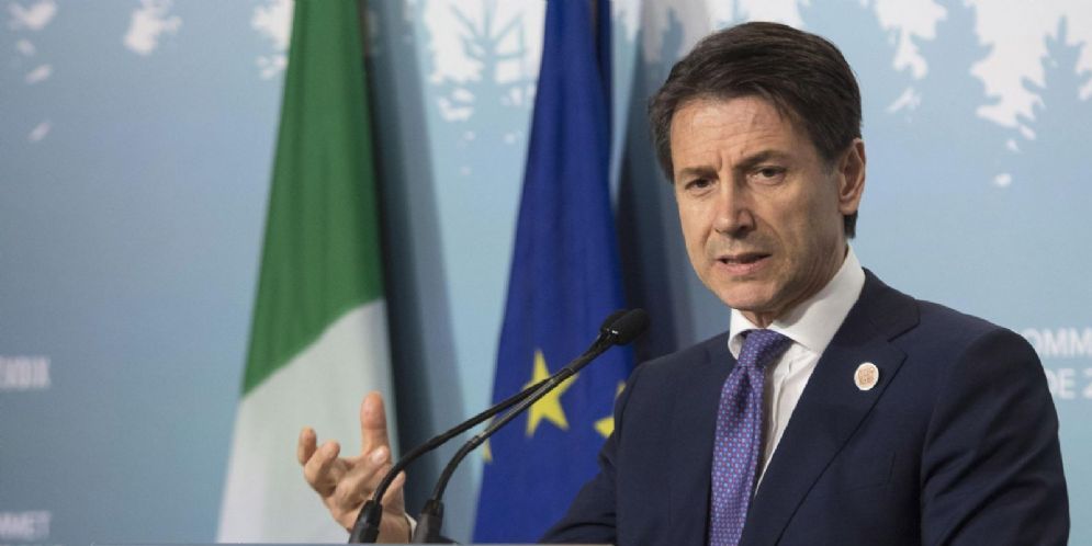 Giuseppe Conte durante la conferenza stampa al termine del G7