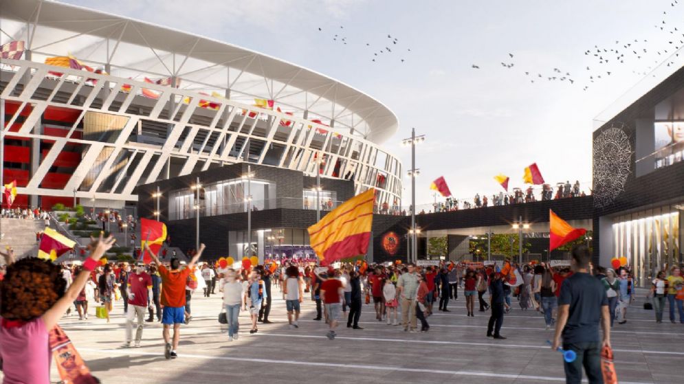 Un'immagine virtuale del nuovo stadio della Roma