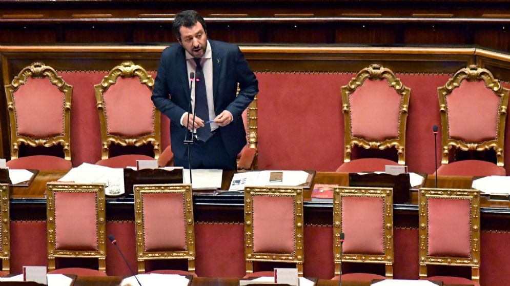 Il ministro dell'Interno, Matteo Salvini, riferisce sulla vicenda Aquarius nell'aula di Palazzo Madama