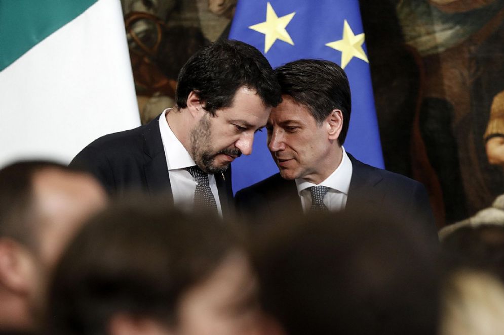 Il premier Giuseppe Conte con il ministro dell'Interno Matteo Salvini