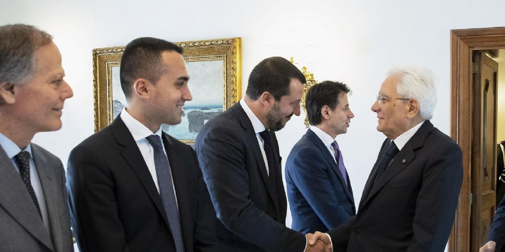 Il presidente Sergio Mattarella con il ministro dell'Interno Matteo Salvini