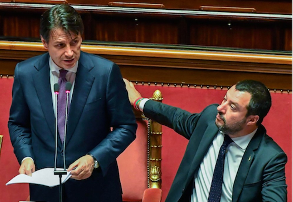 Il presidente del Consiglio Giuseppe Conte e il ministro dell'Interno Matteo Salvini