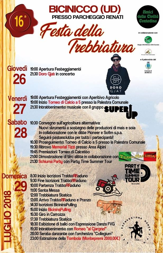 A Bicinicco torna puntuale la ‘Festa Della Trebbiatura’: apre Doro Gjat