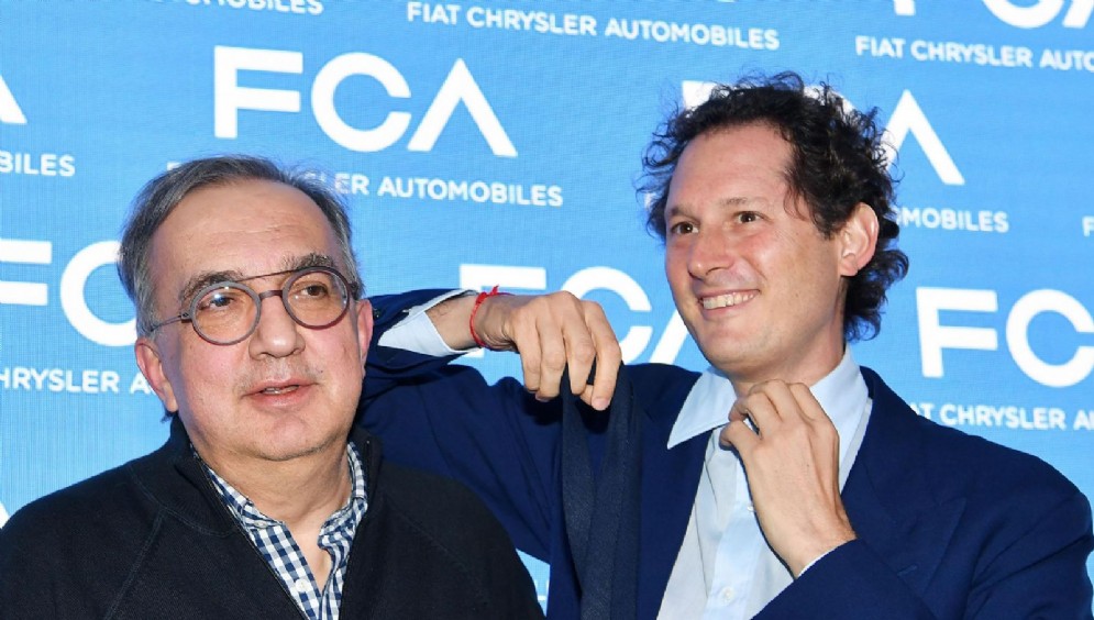 Sergio Marchionne e John Elkann al termine dell'evento FCA Capital Markets Day. Torino, 1 giugno 2018
