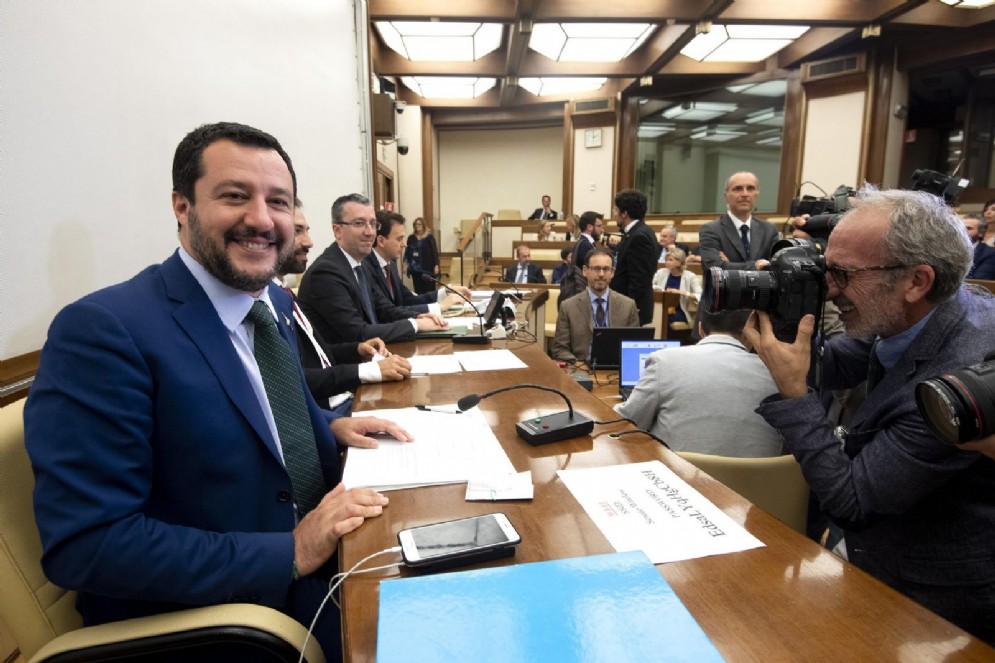 Matteo Salvini durante l'audizione in Commissione Affari Costituzionali Camera e Senato. Roma, 25 luglio 2018