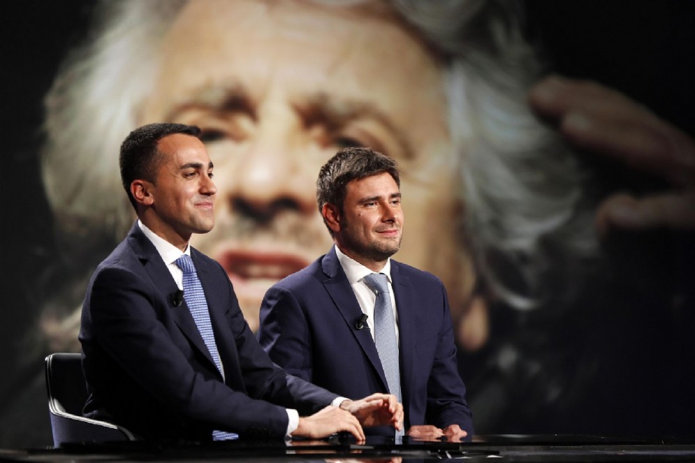 Luigi Di Maio e Alessandro Di Battista negli studi di 'In mezz'ora" su Rai 3, Roma, 25 febbraio 2018