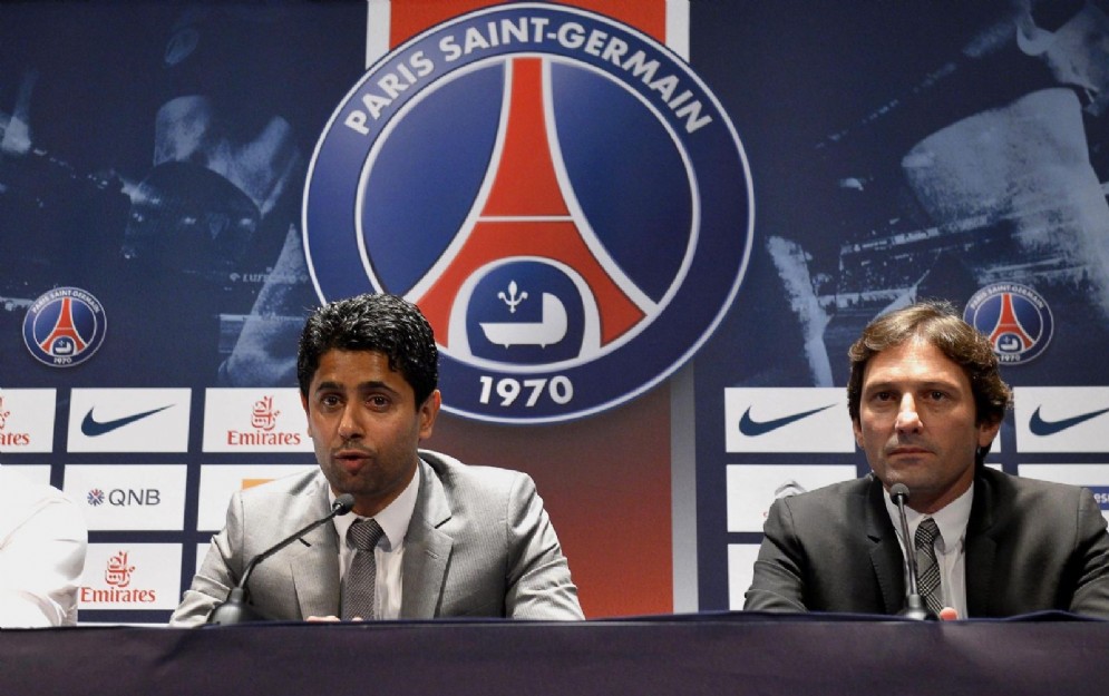 Leonardo con il presidente Nasser Al-Khelaifi ai tempi del PSG