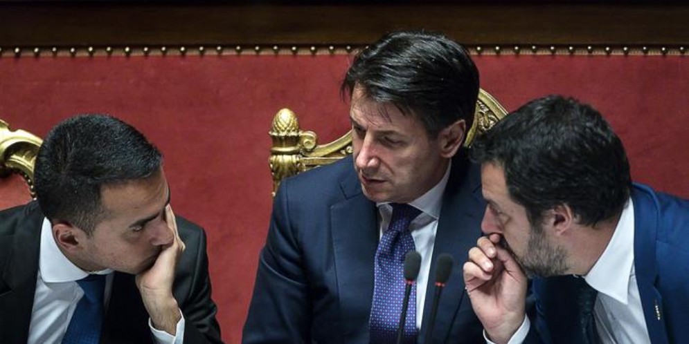 Luigi Di Maio con il Premier Conte e Matteo Salvini
