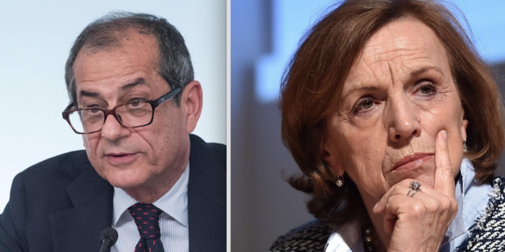 Il ministro dell'Economia, Giovanni Tria, e l'ex ministro Elsa Fornero
