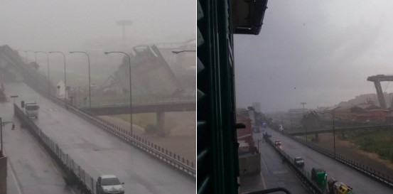 Il ponte dell'autostrada A10 crollato a Genova