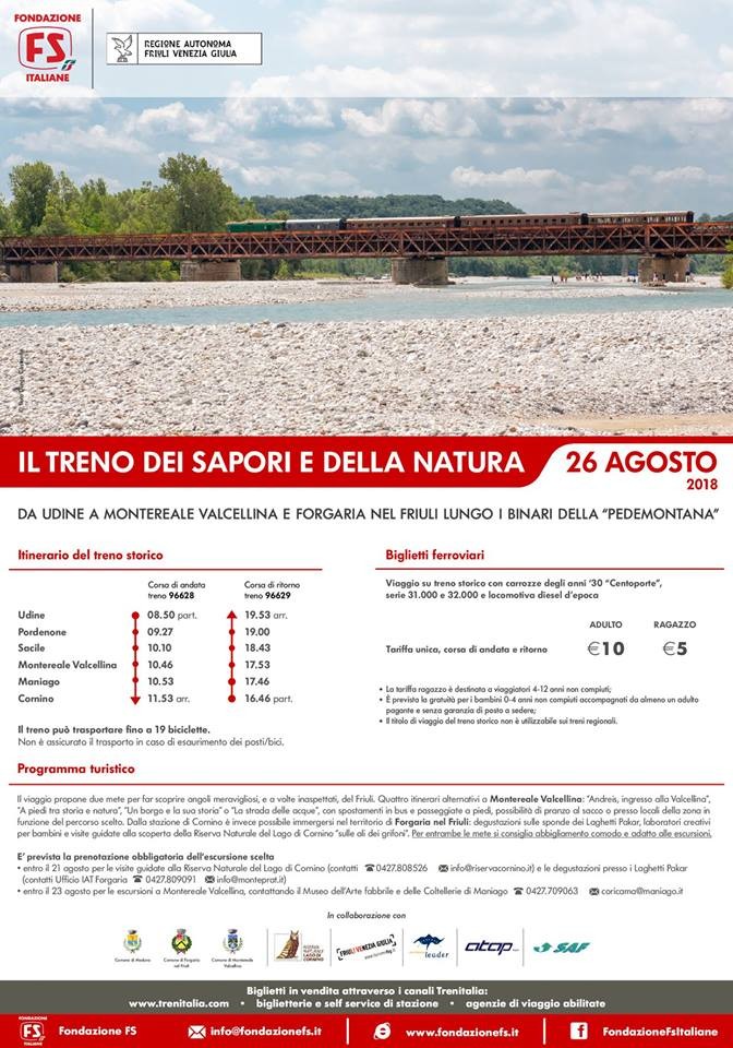 Si torna tutti in carrozza con il "Treno dei Sapori e della Natura" alla scoperta della Riserva del Lago di Cornino