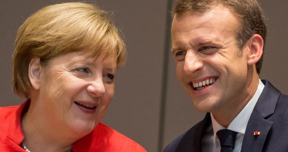 I presidenti della Germania, Angela Merkel, e della Francia, Emmanuel Macron