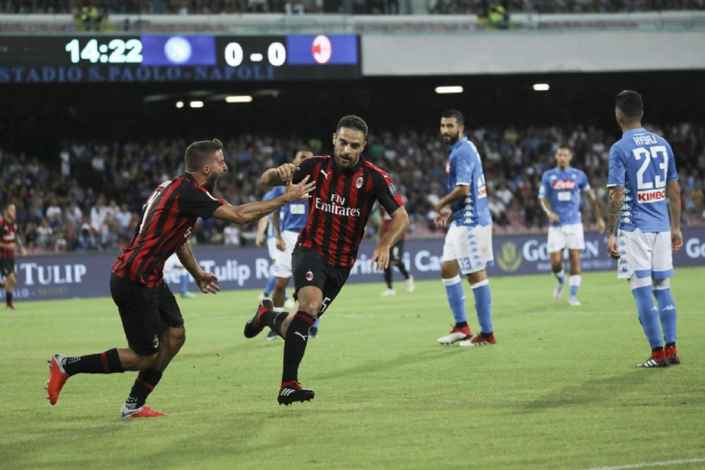 Bonaventura esulta dopo il vantaggio rossonero