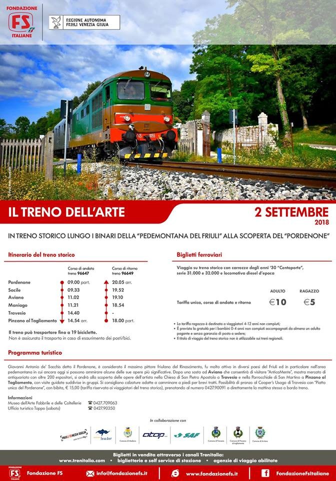 Alla scoperta dell'arte del "Pordenone" con il treno d'altri tempi lungo la Pedemontana del Friuli