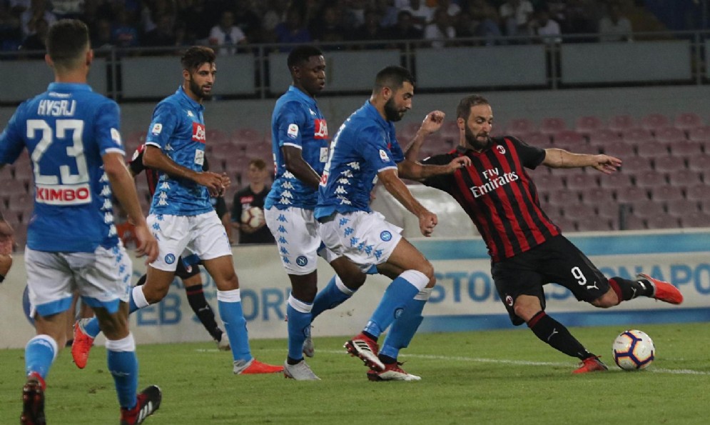 Un'immagine di Napoli-Milan, esordio dei rossoneri sulla piattaforma Dazn
