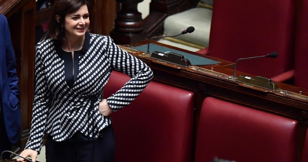 L'ex presidente della Camera, Laura Boldrini nell'aula di Montecitorio