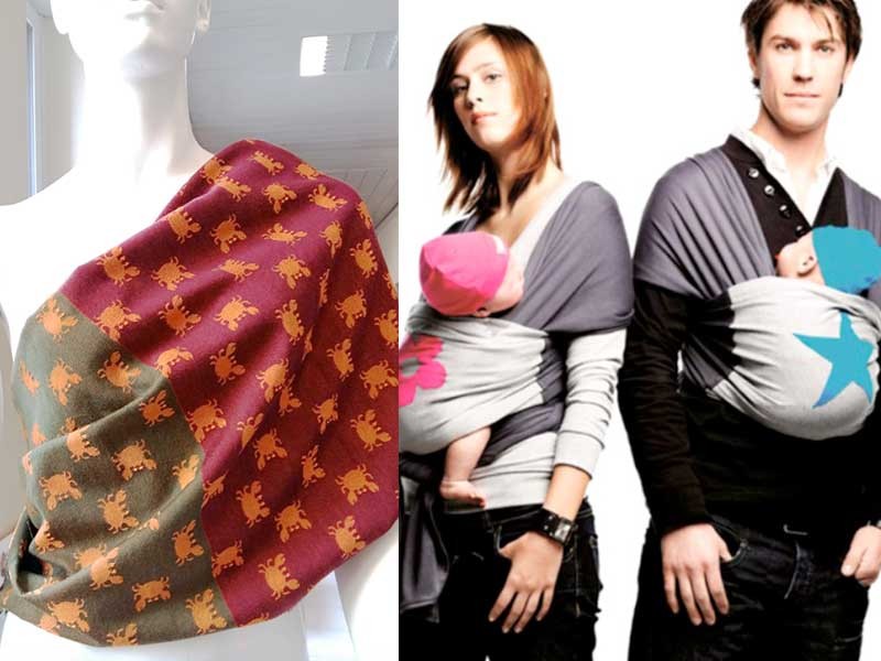 Una fascia porta bebé realizzata con il Crabwool