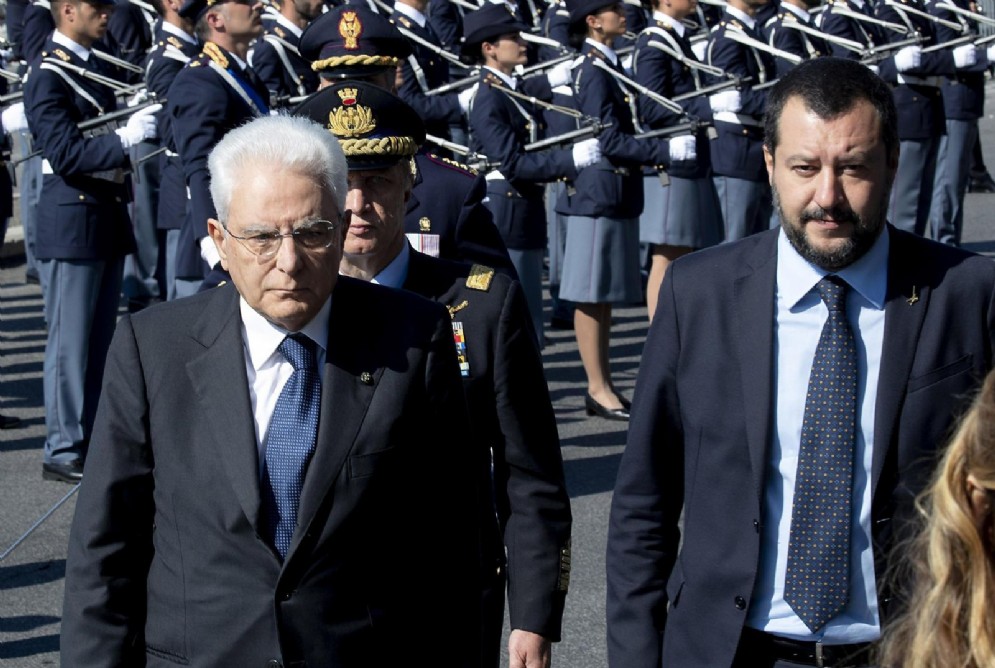 Il presidente della Repubblica Sergio Mattarella con il ministro dell'Interno Matteo Salvini