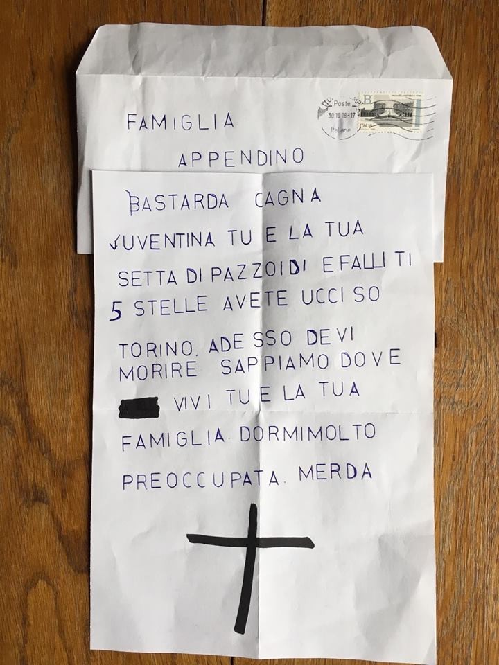 La lettera postata su Facebook da Chiara Appendino