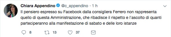 La precisazione della sindaca Appendino