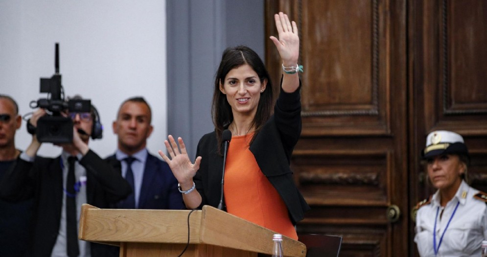 La sindaca di Roma Virginia Raggi in Campidoglio