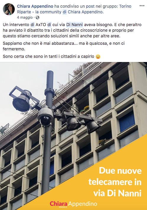 Il post di Chiara Appendino