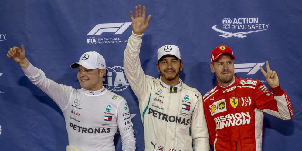 Valtteri Bottas, Lewis Hamilton e Sebastian Vettel