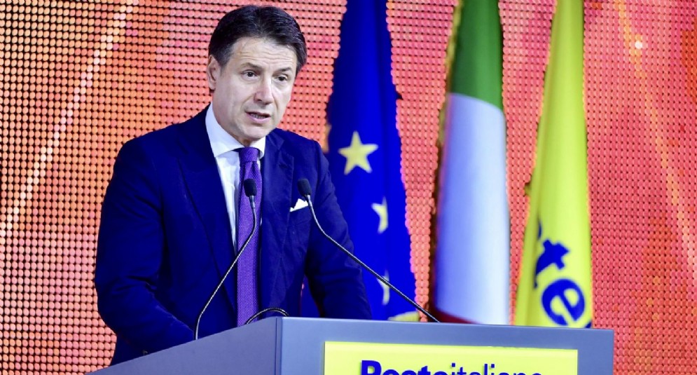 Il premier Giuseppe Conte, durante l'evento "Sindaci d'Italia"