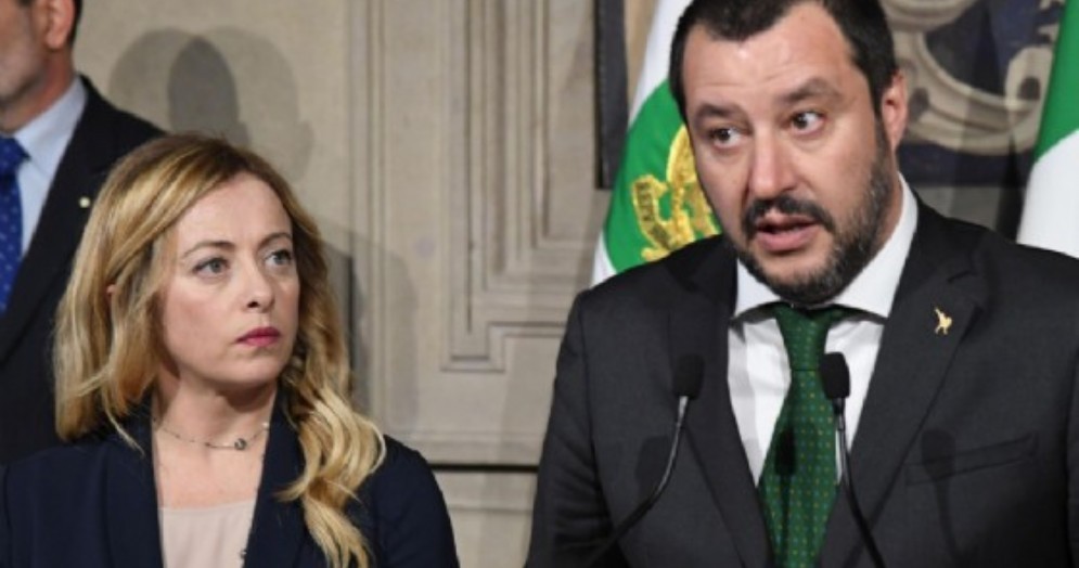 Il vicepremier e ministro dell'Interno Matteo Salvini con la leader di Fdi Giorgia Meloni