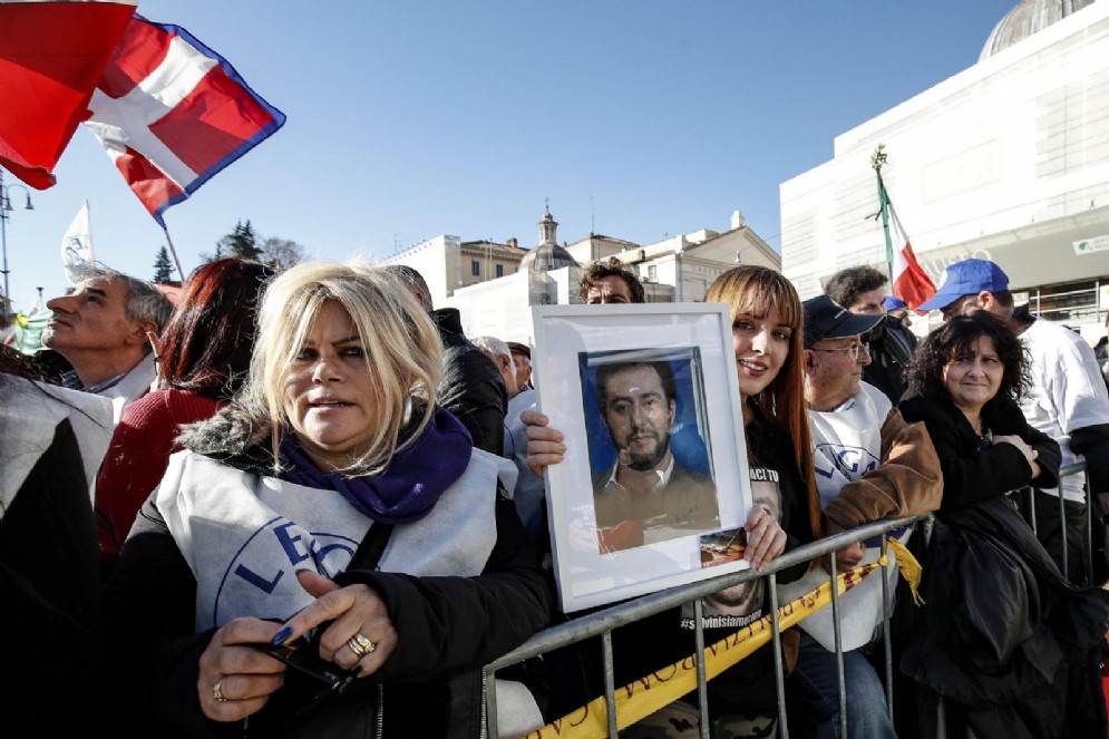 La manifestazione della Lega di Piazza del Popolo