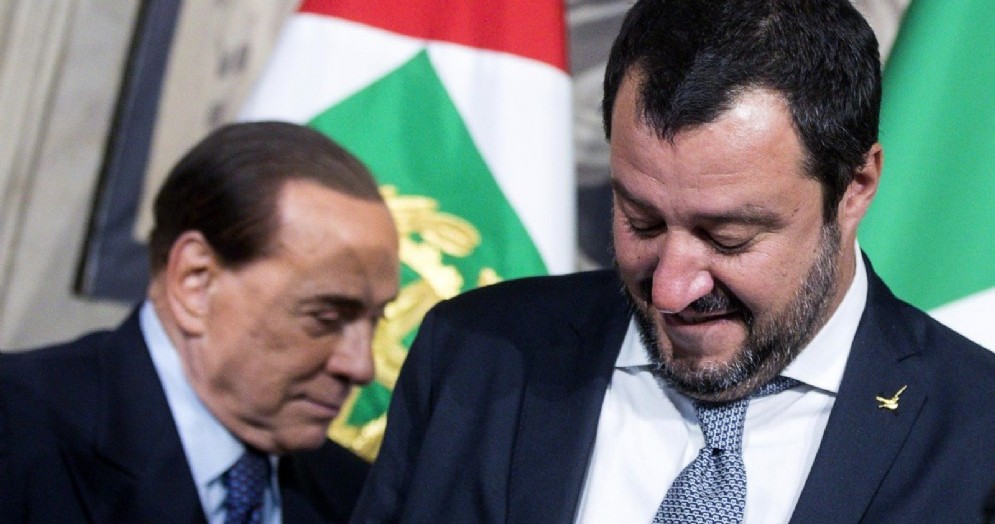 Il vicepremier e ministro dell'Interno Matteo Salvini e il leader di Forza Italia Silvio Berlusconi