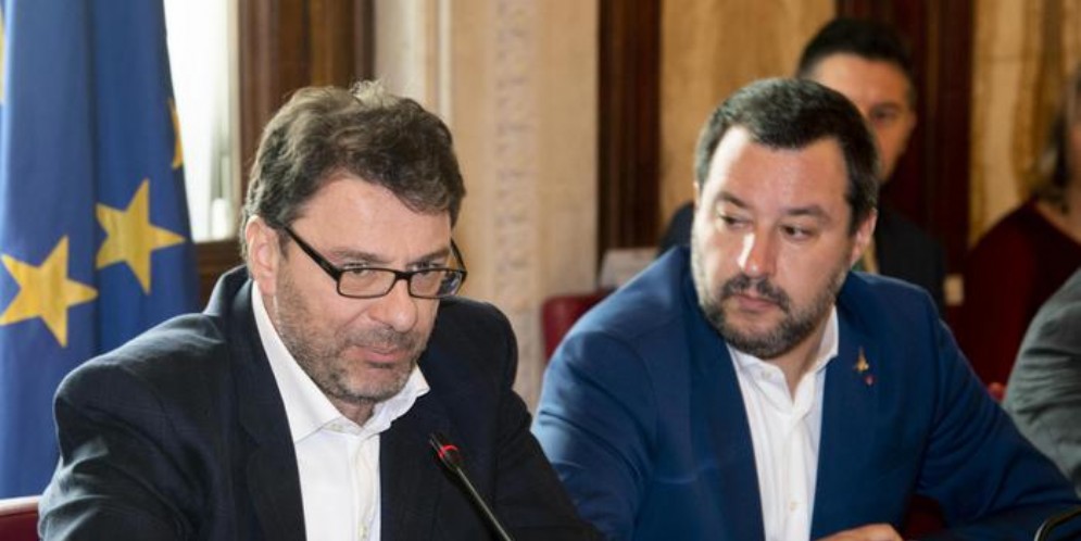 Il Sottosegretario Giancarlo Giorgetti con il vicepremier, Matteo Salvini