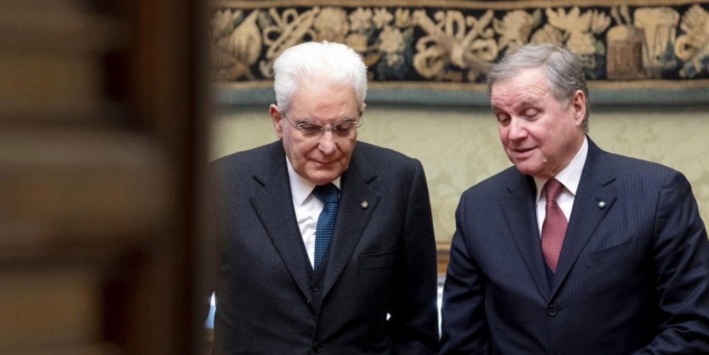 Il Presidente Sergio Mattarella con il Governatore di Banca d'Italia, Ignazio Visco