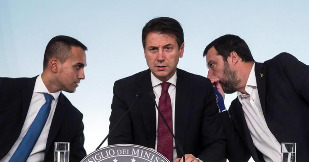 Luigi Di Maio, il Premier Giuseppe Conte e Matteo Salvini