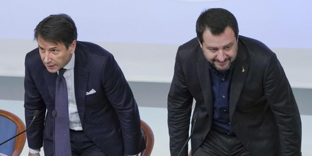 Il Presidente del Consiglio, Giuseppe Conte con il Ministro dell'Interno, Matteo Salvini