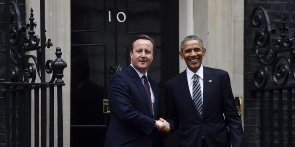 L'ex Premier britannico, David Cameron con il Presidente degli Stati Uniti, Barack Obama
