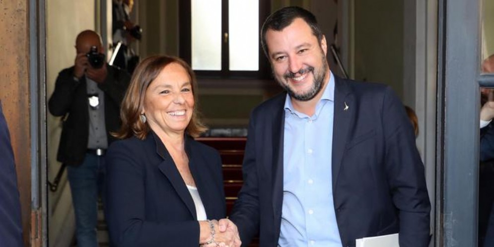 Il Ministro Luciana Lamorgese con il leader della Lega, Matteo Salvini