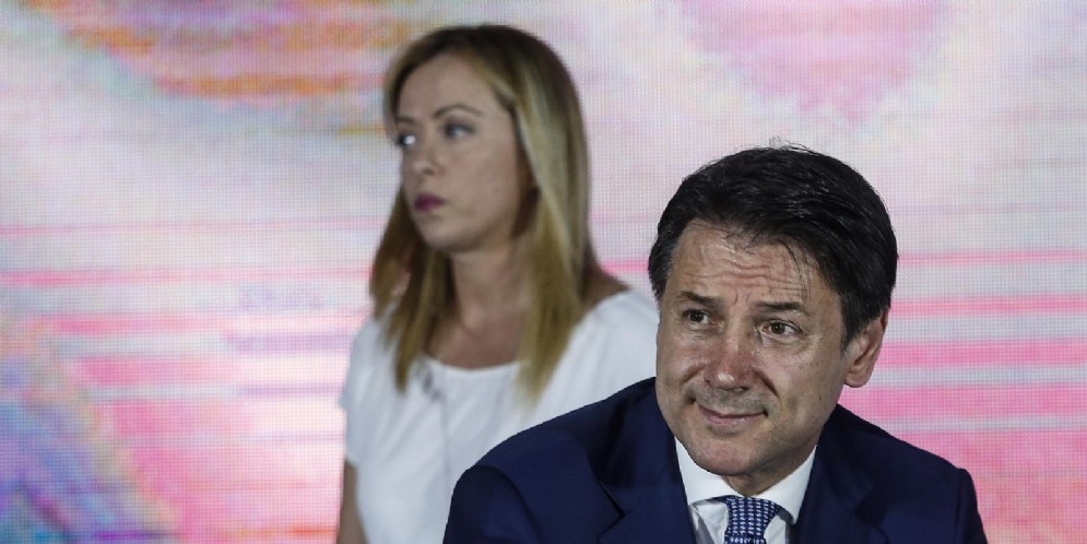 Giorgia Meloni e Giuseppe Conte ad Atreju 2019