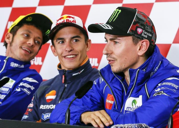 Valentino Rossi, Marc Marquez e Jorge Lorenzo