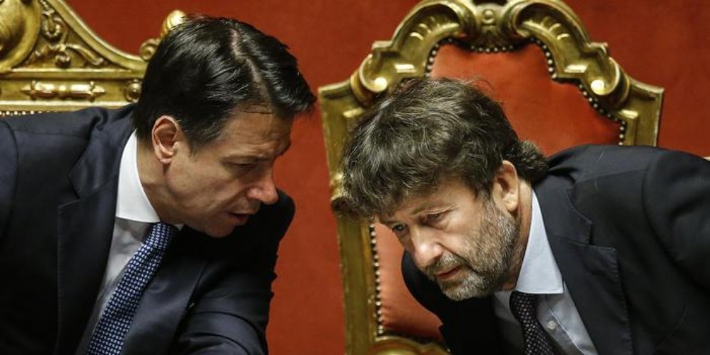 Il Premier Giuseppe Conte con Dario Franceschini, capo delegazione PD nel Governo