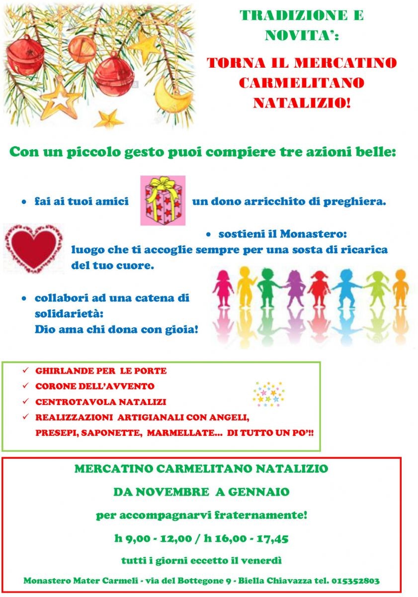 Locandina mercatino carmelitano natalizio 2019
