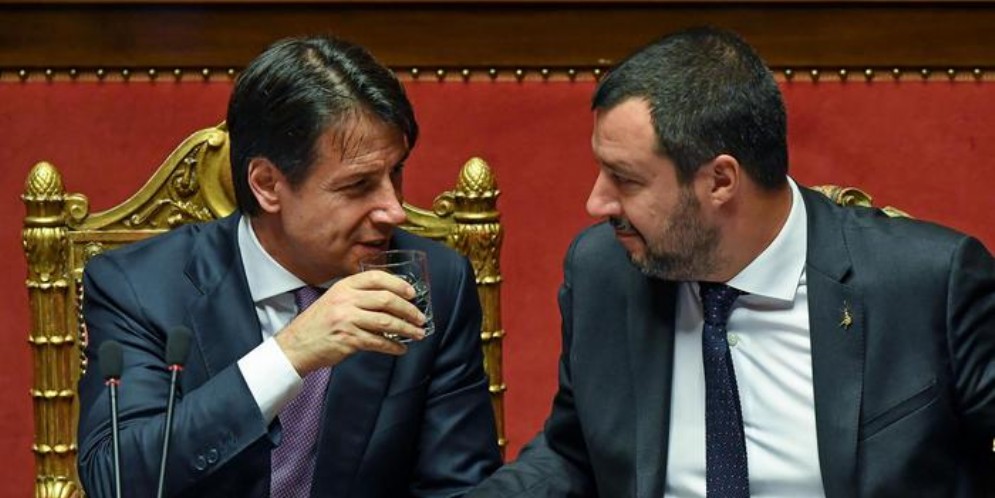 Il Premier Giuseppe Conte con l'ex Ministro dell'Interno, Matteo Salvini