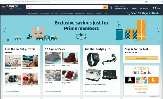 Esempio di una phishing page di Amazon