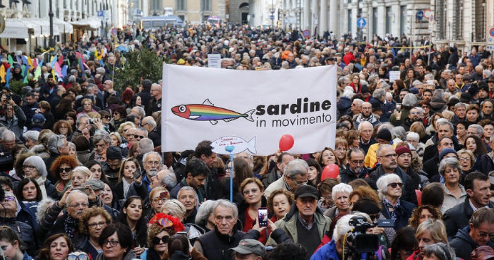 Manifestazione delle sardine a Roma