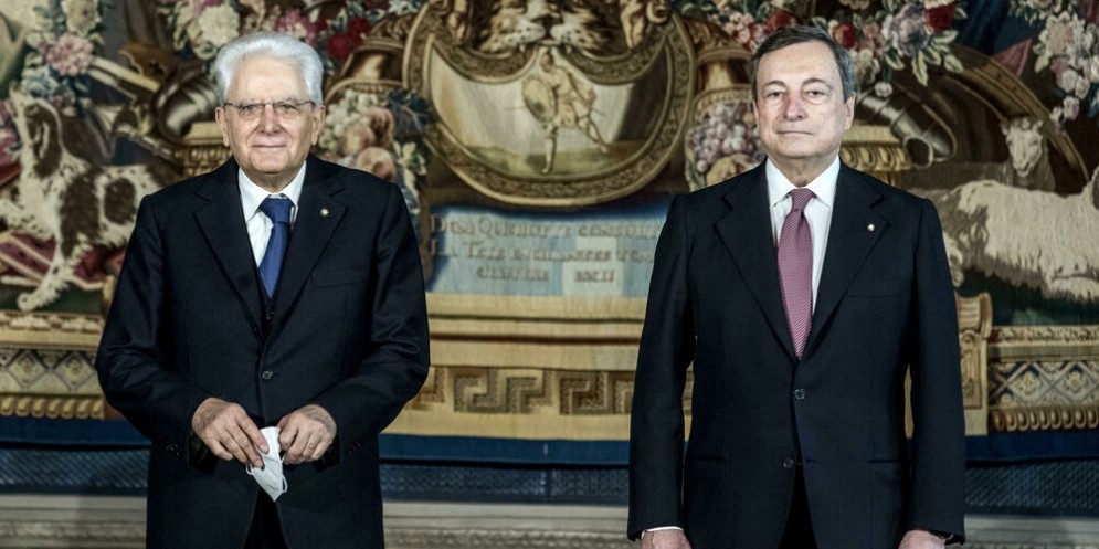 Il Presidente della Repubblica, Sergio Mattarella con il Presidente del Consiglio, Mario Draghi